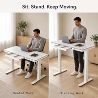 Bureau électrique moderne en métal avec tiroir rotatif, hauteur réglable pour poste de travail assis-debout à domicile ou au bureau