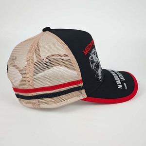 Gorra Trucker Personalizada con Logotipo ODM, Diseño de Dos Tonos a Rayas, Estampado de Cabeza de <span class=keywords><strong>Lobo</strong></span>, Frase Motivacional - Product Image 5
