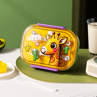 Boîte à lunch bento à 4 compartiments, boîte à lunch bento pour enfants, boîte à lunch en plastique PP pour enfants, école