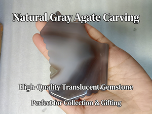 Ensemble d'outils de soin de la peau en pierre d'agate grise Luma 100% naturelle avec logo personnalisé, outil de raclage facial Gua Sha, peigne Guasha - Product Image 4
