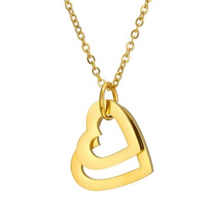Collana con Ciondolo a Catena a Maglie a O in Acciaio Inossidabile con Design Inciso, Placcatura in Oro 18K/Argento/Oro Rosa, Alta Qualità - Product Image 5