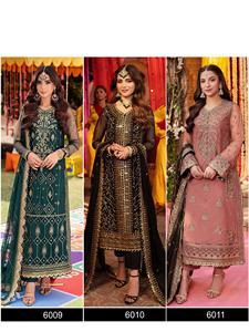 Renard Georgette Lourd Brodé Travail Top Et Santoon Bas Avec Dupatta Pakistanais collection - Product Image 2