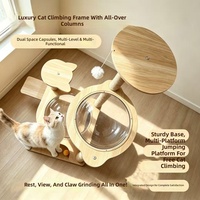 Arbre à chat en bois avec double capsule spatiale, griffoir en sisal, arbre à chat multi-plateformes, mobilier pour chat toutes saisons