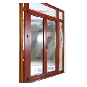 Casement pintu mengkilap ganda dan bagian tetap untuk harga pabrik taman kaca PVC Swing desain grafis kaca Tempered Modern