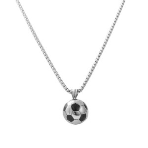 Colgante de Balón de Fútbol de Acero Inoxidable, Collar Deportivo para Hombre, Diseño Geométrico Retro, Regalo 120131 - Product Image 3