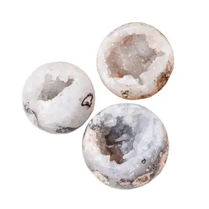 批发高品质天然玛瑙晶洞球体手工雕刻的水晶球