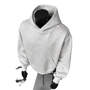 Heavyweight 400gsm 420gsm 100% Cotton Men's Boxy Hoodie Blank Structured Oversized Cropped Graphic Sweatshirt - Product Image 1