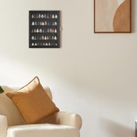 2026 Kleiner Schwarzer Sammlerstück-Vitrinenschrank zur Wandmontage, Holz-Schattenfugenrahmen mit Plexiglas-Tür und Schloss