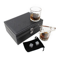 Set Premium de 8 Piedras de Whisky de Granito para Enfriar, con Cuchara para Hielo y Vasos de Cristal
