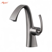 Robinet de lavabo contemporain gris anthracite à déclenchement tactile, à poser sur le comptoir, en laiton, pour projets hôteliers et d'appartements