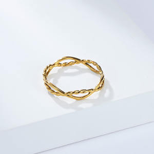 Anillo de Acero de Titanio Trenzado de Doble Hilera, Diseño Geométrico, Joyería de Moda Unisex, Regalo, Color Oro y Plata, K R1072 - Product Image 4