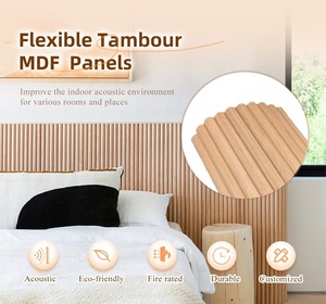 Pannelli Acustici Curvi per Rivestimento Pareti Interne, <span class=keywords><strong>Pannello</strong></span> Flessibile in <span class=keywords><strong>Legno</strong></span> Tambour, <span class=keywords><strong>Pannello</strong></span> a Doghe in MDF Semi-Circolare per Casa, Ufficio, Sala - Product Image 3