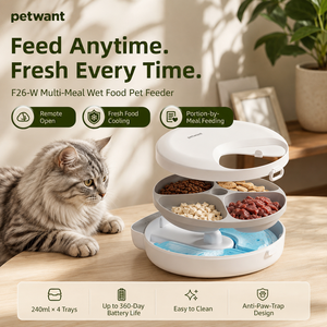 เครื่องให้อาหารแมวอัตโนมัติ Petwant F26-W พร้อมรีโมทเปิด-ปิด และระบบทำความเย็นแบบ 4 ช่อง - Product Image 1