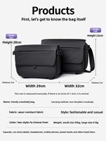 Tas Selempang Bahu Pria Tahan Air PU dengan Tas Bahu Multifungsi Ringan untuk Perjalanan Bisnis dan Santai