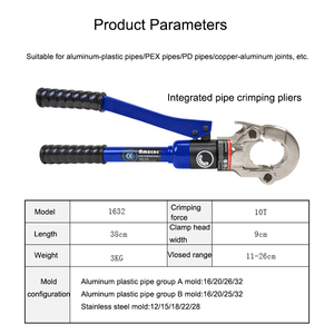 Handmatige hydraulische krimptang voor koperen buizen, Propress fitting krimpmachine, geïntegreerde hydraulische krimptang - Product Image 5