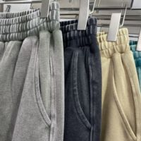 Celana Pendek Pria Kasual Berkualitas Tinggi 400g Kanvas Rajut Bermotif Retro High Street Fashion Bernapas dengan Tali Serut Trendy