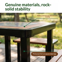 Ensemble de table et chaises de loisirs d'extérieur, table hexagonale en plastique et bois, table d'échecs de parc, combinaison pour site panoramique, banc d'extérieur