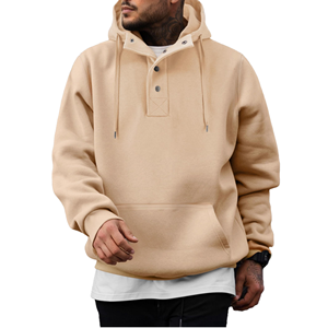 Custom <b>Men's</b> Henley Hoodie | Heavyweight Button-Up Fleece | Oversized Streetwear <b>Pullover</b> - Product Image 1