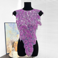 Collier en organza brodé de fleurs dorées avec perles et paillettes pour robe de mariée et décoration de mode