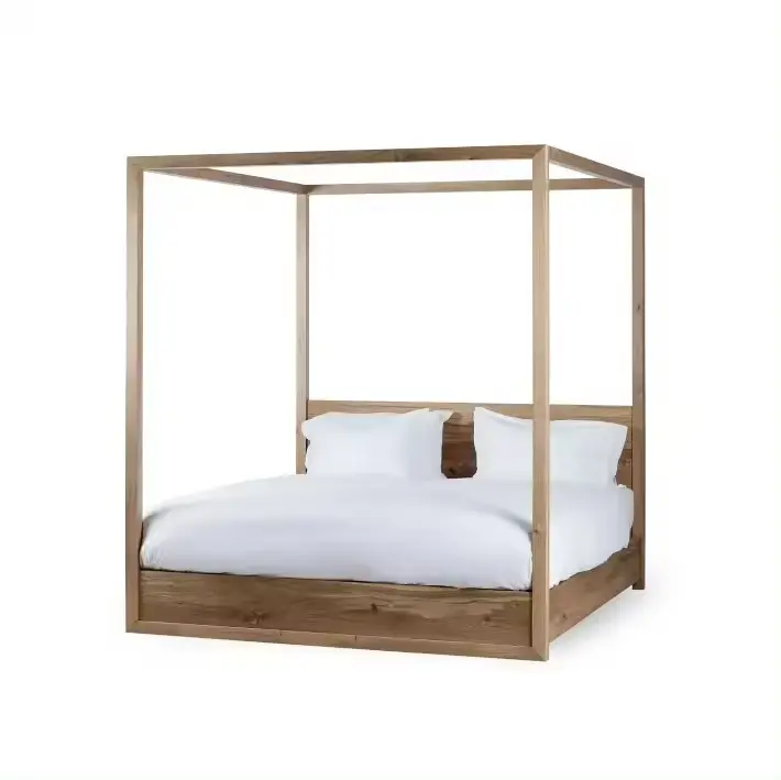 Luxury Bed Teak Wooden Beds Queen King Size Bed Frame Modern Villa Home Hotel Bedroom Furniture Rooms Frames Commercial