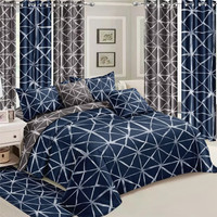 Ensemble de literie de luxe avec broderie et impression, style moderne, drap de lit, couette, housse de couette, rideau