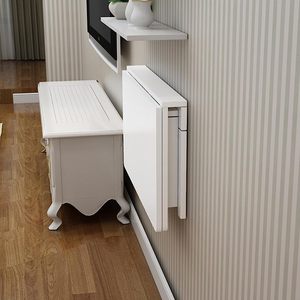 Scrivania Pieghevole Salvaspazio Personalizzata in MDF Ecologico, <span class=keywords><strong>Tavolo</strong></span> Pieghevole Bianco <span class=keywords><strong>da</strong></span> Parete con Libreria per Camera <span class=keywords><strong>da</strong></span> Letto e Soggiorno - Product Image 2