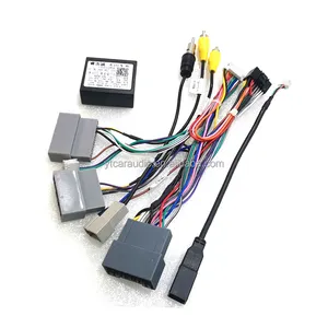 Adaptor Kabel Daya Pemutar DVD 16Pin Audio Mobil, Adapter Kabel Daya dengan Kotak Canbus untuk Honda City Greiz Odyssey Stereo Plug Harness