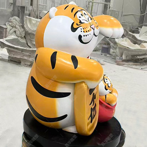 Escultura de Tigre de Dibujos Animados en Fibra de Vidrio, Decoración para Exteriores, Estatuas para Entrada de Edificios - Product Image 4