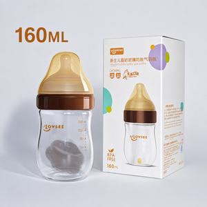 Bouteille en verre diamantée anti-colique <span class=keywords><strong>pour</strong></span> nouveau-né sans BPA avec col large et tétine en silicone - Product Image 6