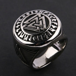European and American Fashion Retro Stainless Steel Viking Triangle Pattern Men and Women Personality Titanium Steel <b>Ring</b> <b>Ring</b> - Product Image 5