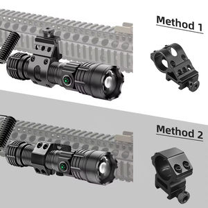Linterna Táctica de Aluminio Negra de Lujo, Ajustable, para Uso en Exteriores, con Soporte para Mira Telescópica e Interruptor Remoto - Product Image 5