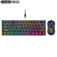 Clavier et souris de jeu OEM Gamer 60% 61 touches avec rétroéclairage RVB, souris de jeu filaire 7200 DPI, clavier mécanique avec interrupteurs rouges