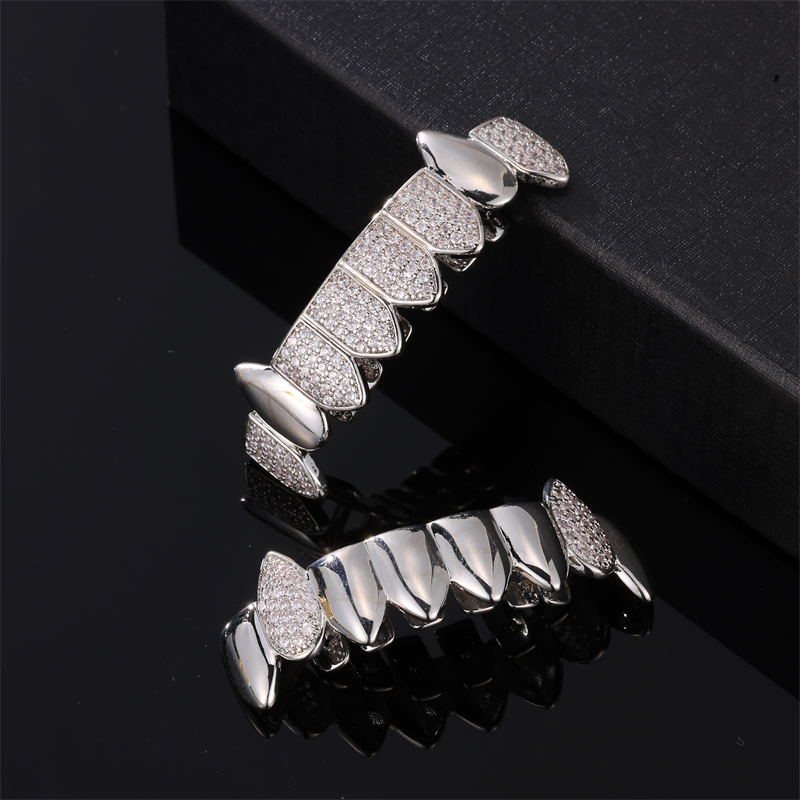 Hip Hop Grillz Teeth - Diamond Zircon Ice Out Tooth Sharp