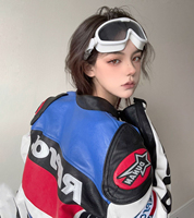 Veste de course moto pour femme Duhan de haute qualité, en cuir véritable avec col montant et rembourrage en coton, patch brodé