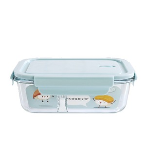 Durable microwave glass lunch box oven safe transparent kids leakproof bento lunch box for school and office