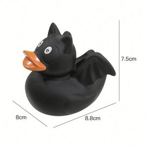 Customized 8Cm Unique Black Vinyl Ducks <b>Bath</b> Toys Bat Rubber Duck - Product Image 4