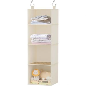 Hanging Closet Organizer, 4-<b>Shelf</b> Closet Hanging <b>Storage</b> <b>Shelves</b>, Non-woven Fabric with Sturdy Metal Hooks for Clothes Organizer - Product Image 1