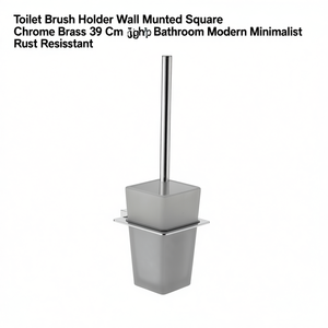 Soporte para escobilla de baño, montado en la pared, cuadrado, de latón cromado, 39 cm de altura, moderno, minimalista, resistente al óxido - Product Image 3