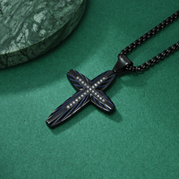 Collier tendance pour enfants J&D Jewelry, en acier inoxydable étanche, plaqué or 18K PVD, chaîne à maillons, croix pavée transparente blanche