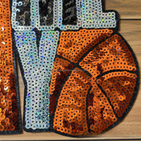 Patch thermocollant à paillettes RTS Bling pour vestes, 10 pouces, motifs de basket-ball, à appliquer au fer à repasser