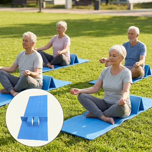 Tapis de yoga pliable TPE rectangulaire bleu pour la méditation, la pratique et l'extérieur, universel - Product Image 1