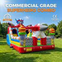 Structure gonflable commerciale combinée avec toboggan, en PVC 0,55 mm, certifiée EN14960, pour location, avec souffleur, installation facile, garantie 3 ans