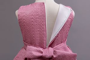 Abito <span class=keywords><strong>da</strong></span> <span class=keywords><strong>Cerimonia</strong></span> per Bambina di Alta Qualità, Nuovo Modello Principessa con Collo Tondo, Maniche Lunghe, Decorazioni in Pizzo e Paillettes, Lunghezza al Ginocchio - Product Image 6