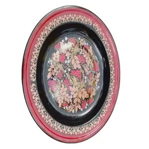 enamel dinner plate with food and fruit print 7.5 inch