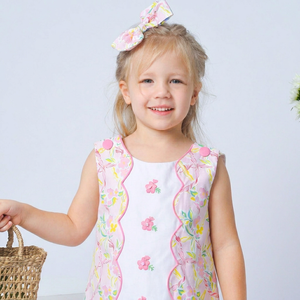Robe trapèze mi-mollet en coton 100% écologique, tissée, imprimée 4.0, brodée à la main, smockée, motif floral, pour filles, vente en gros ODM OEM - Product Image 1