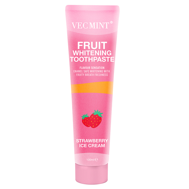 Vecmint Fruit Whitening Toothpaste Watermelon Probiotics Strawberry Ice Cream 100ml for Enamel Safe Whitening and Long Fresh