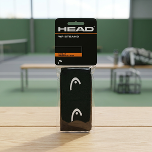 สายรัดข้อมือ HEAD Sport สีดำ แบบบาง ซับเหงื่อ ยืดหยุ่นได้ พร้อมโลโก้สั่งทำ สำหรับเล่นเทนนิส ผลิตจากผ้าฝ้าย 80% ไนลอน 15% และอีลาสเทน 5% - Product Image 3