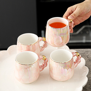 Luxury home <b>tea</b> <b>set</b> with hand-painted blue waves and pearls, cold water pitcher, high-end waterware <b>set</b>, black coffee cup <b>set</b> - Product Image 4