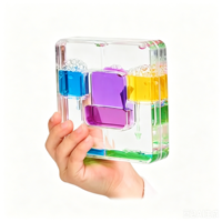 Minuteur créatif bicolore en acrylique en forme de carré, avec mouvement d'huile liquide, jouet pour la maison, le bureau, la chambre, cadeau d'anniversaire