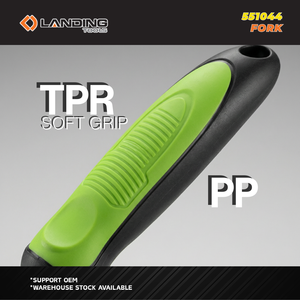 Fourche de jardinage 551044, outils agricoles, 3 dents, tête en acier au carbone, revêtement en poudre, manche en PP TPR antidérapant, noir et vert, OEM Chine - Product Image 6